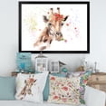 thumbnail image 3 of Designart 'Portrait of A Giraffe With Red Flowers II' Farmhouse Framed Art Print, 3 of 4