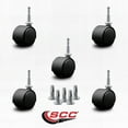 thumbnail image 2 of 2 Inch Chair Casters Nylon Hooded Twin Wheel 5/16” Grip Neck Stem Set of 5 SCC, 2 of 2