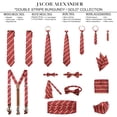 thumbnail image 4 of Jacob Alexander Men's Woven Double Stripe Pre-Tied Adjustable Banded Bow Tie - Burgundy Gold, 4 of 4