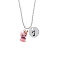 thumbnail image 2 of Delight Jewelry Resin Pink Birthday Kitty Cat Silvertone Script Initial Disc - T - Charm Necklace, 20"+3", 2 of 4