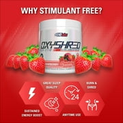 EHP Labs OxyShred Non Stimulant Pre Workout Powder - Stim Free, Caffeine Free Preworkout for Men & Women - Non Stim Preworkout - Sugar Free Energy Powder - Strawberry, 60 Servings