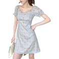thumbnail image 1 of Dress, Square Neck Sweet Women A Line Plaid Skirt for Dating, 1 of 8