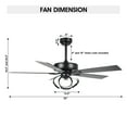 thumbnail image 3 of Parrot Uncle 52" Modern Black 5-Blade Ceiling Fan with Remote and Lights, Down Rod Ceiling Fan, LED Ceiling Fan, 3 of 12