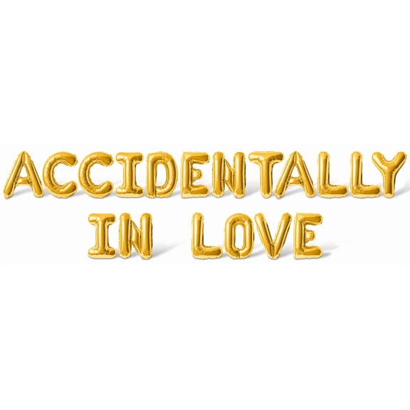 Letter Balloons - ACCIDENTALLY IN LOVE 16" Inch Alphabet Letters Foil Mylar Balloon Bachelorette Party Banner (Gold)