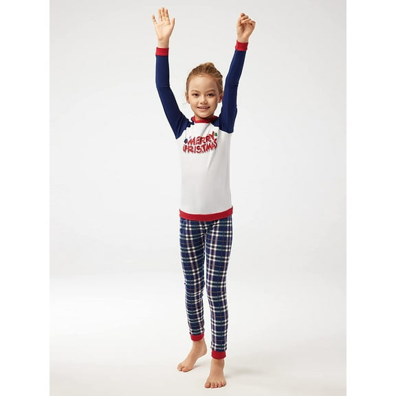 Christmas Pajamas, Size 4T, Blue and White Plaid, "Merry Christmas"