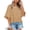 Khaki, variant on Women Summer Solid Color Loose Fit T Shirt Draped Casual Crew Neck Top with Batwing Half Sleeves