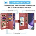 thumbnail image 3 of Galaxy Note 20 Ultra Case, Samsung Galaxy Note 20 Ultra Wallet Case, Takfox PU Leather Case Cash ID Credit Card Slots Holder Flip Phone Case Kickstand Detachable Magnetic Hard Cases & Strap, Red, 3 of 7