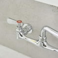 thumbnail image 4 of 2-Handle Wall Mount Kitchen Faucet With 12 Inch Swivel Spout 8" Center In Polished Chrome, 4 of 11