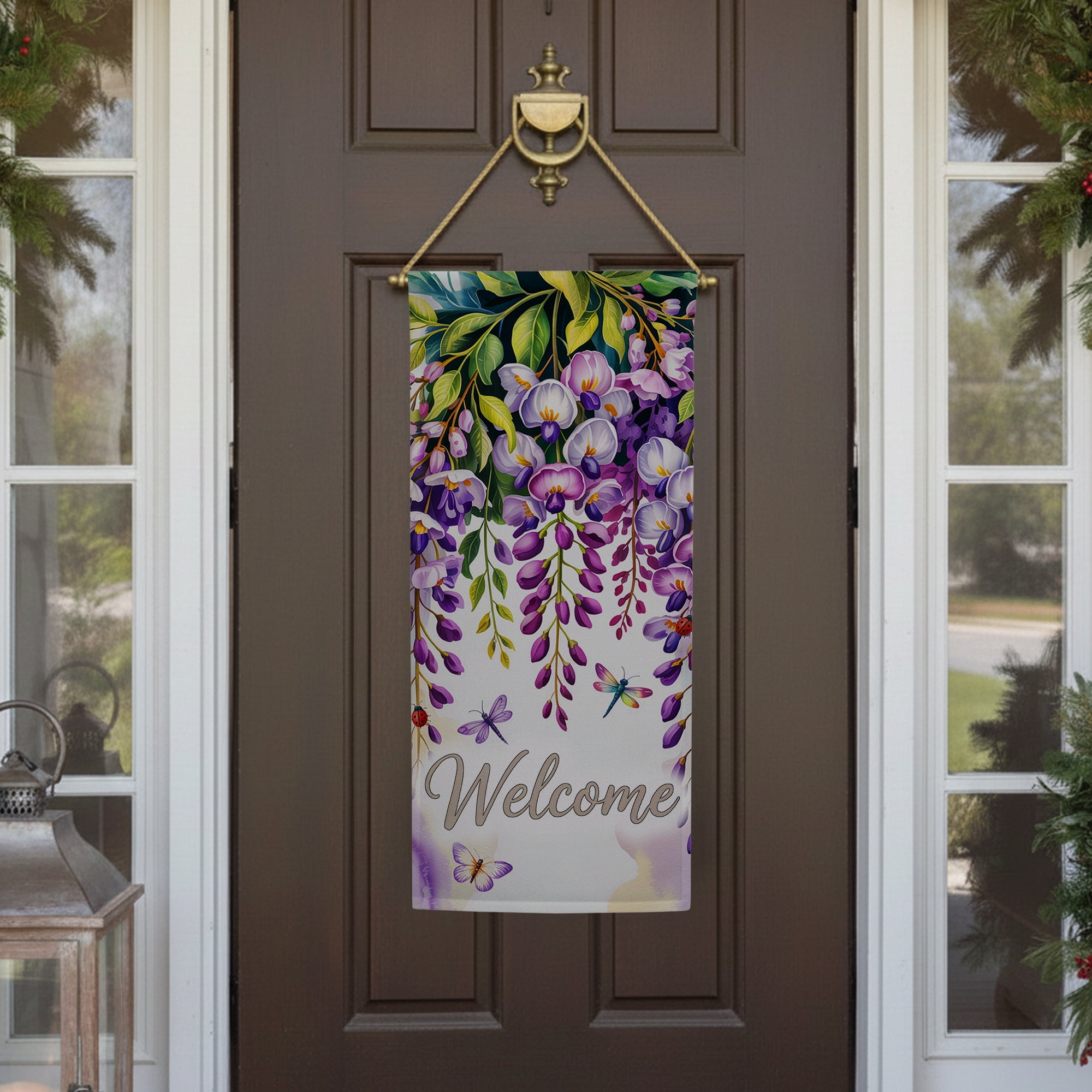 America Forever Welcome Spring Tulips Garden Banner Flag, 12.5 x 28 inch Double Sided, Potted Flower Decor, Colorful Tulip Garden Flag, Spring Outdoor Yard Decoration