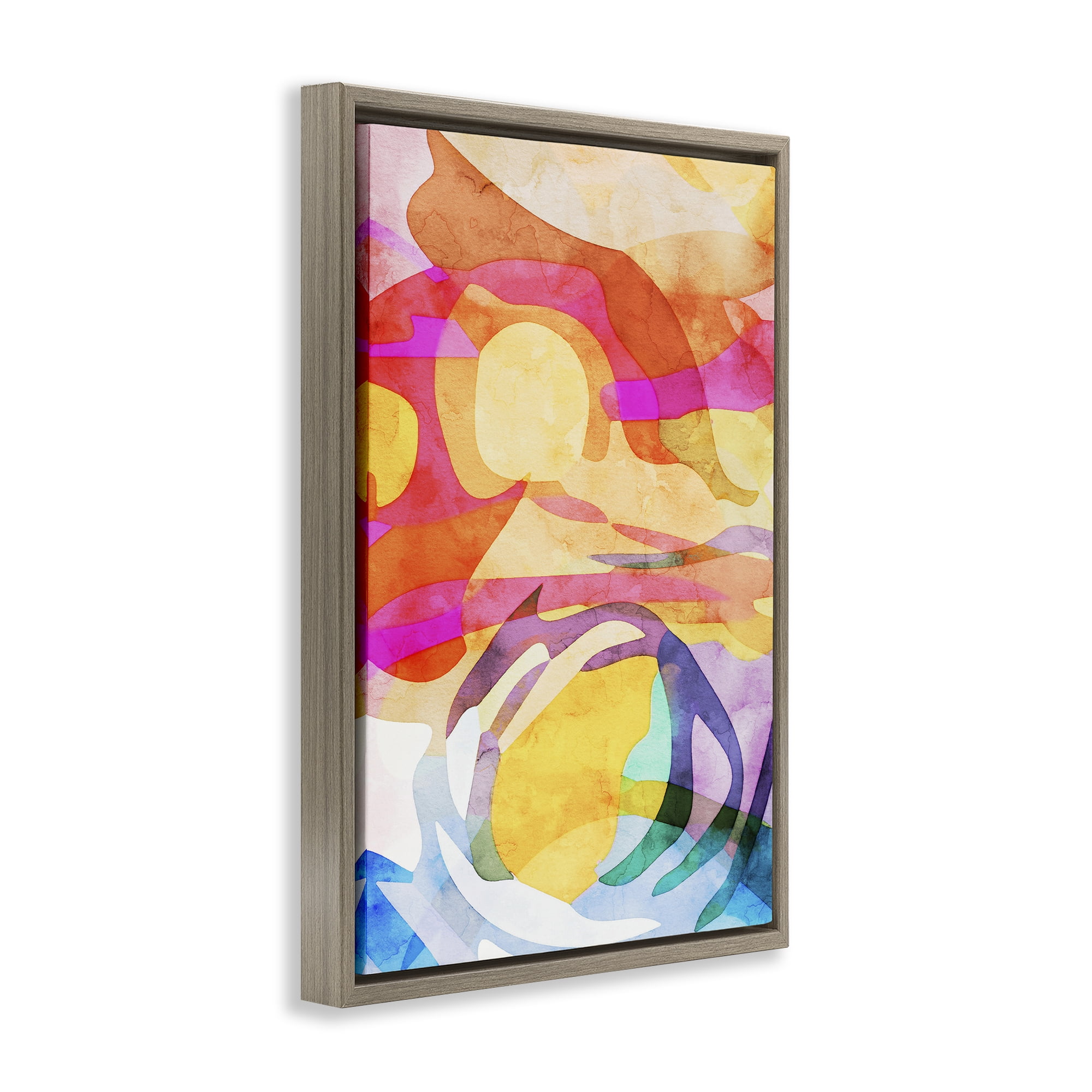 Stupell Industries Overlapping Transparent Shapes Abstract Painting Brown Floater Framed Canvas Art Print Wall Art, 17 x 25
