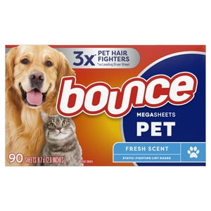 Bounce Mega Dryer Sheets, Pet Hair & Lint Guard, 90 Count