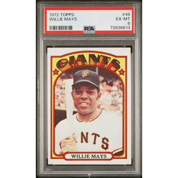 Graded 1972 Topps Willie Mays #49 Baseball Card PSA 6 EX-MT