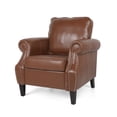 thumbnail image 2 of Noble House Amedou Faux Leather Club Chair with Nailhead Trim, Cognac Brown and Dark Brown, 2 of 8