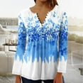 thumbnail image 2 of QATAINLAV Fall Long Sleeve Tops for Women Casual Button V Neck Oversized Pullover Floral Print Shirts Streetwear, Multicolor, M, 2 of 6