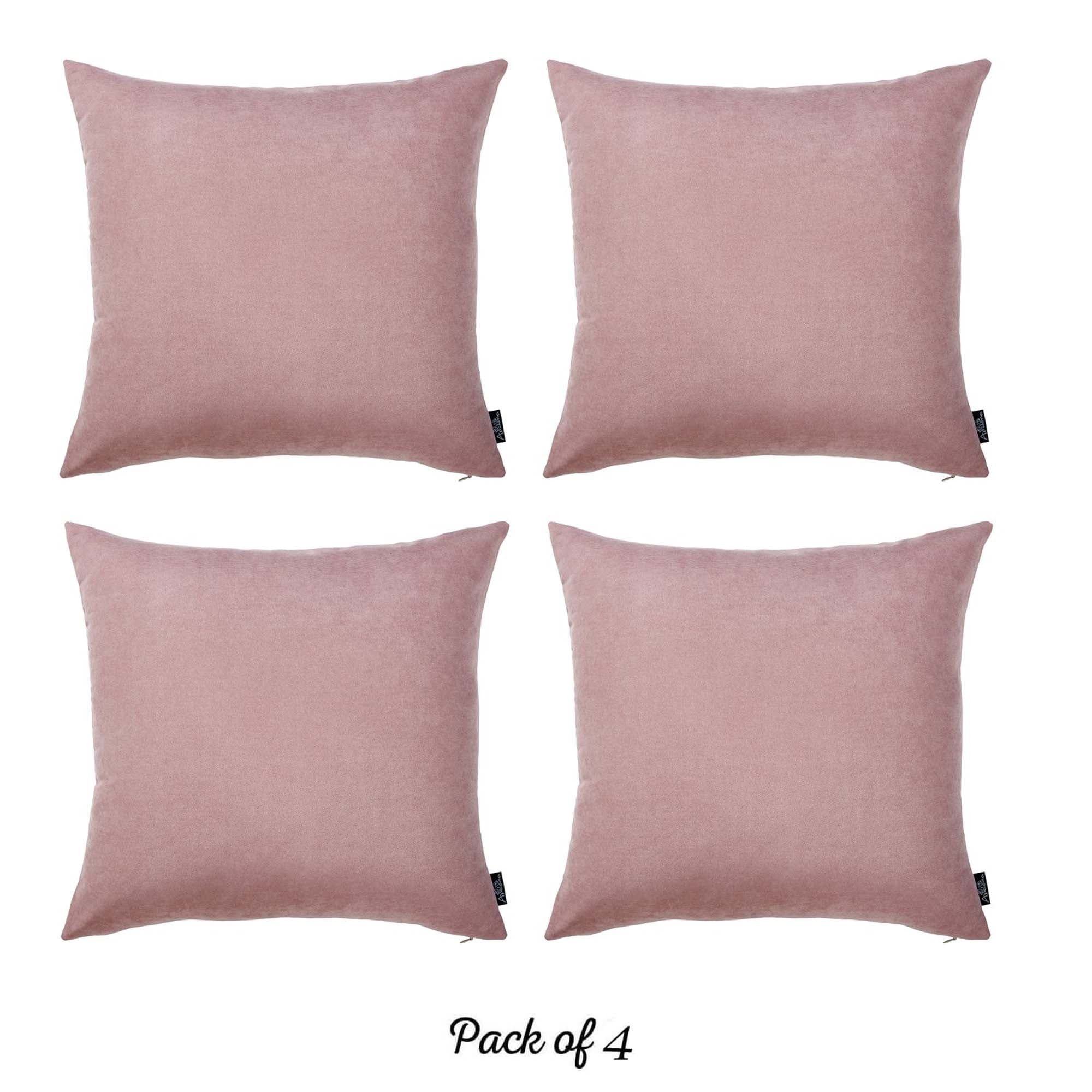 Honey Set of 4 Decorative Throw Pillow Cover Solid Color 22" x 22" Light Pink Square Pillowcase for Couch, Bedding