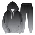 thumbnail image 2 of Men's Winter 2-Piece Printed Set, Long Sleeve Hooded Sweatshirt and Sweatpants, Personalized Graphic Lounge Wear For Casual and Street Style,Black,L, 2 of 6