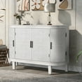 thumbnail image 2 of 47'' Retro Pattern Design Storage Accent Buffet Sideboard with Antique Pattern Doors, Buffet Functional Cabinet with Wooden Build Large Storage Space(White), 2 of 8