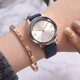 thumbnail image 3 of Reloj de pulsera de cuarzo de aleación con esfera de números arábigos para mujeres de negocios simples (azul), 3 of 4