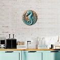 thumbnail image 4 of Round Metal Tin Sign Rustic Wall Decor Blue Seahorse Wooden Round Metal Sign Plaque for Home Garden Kitchen Bar Cafe Restaurant Garage Retro Vintage Wall Art 8x8 Inch, 4 of 8