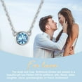 thumbnail image 5 of U7 Birthstone Necklace 925 Sterling Silver Choker Necklaces for Women Round Aquamarine March Gemstone Necklaces for Daughter Birthday Anniversary Gift, 5 of 8