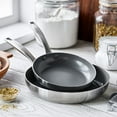thumbnail image 4 of GreenPan Chatham Tri-Ply Stainless Steel Healthy Ceramic Nonstick Induction Suitable, 2 Piece Frypan Set, 8" and 10", Silver, 4 of 9