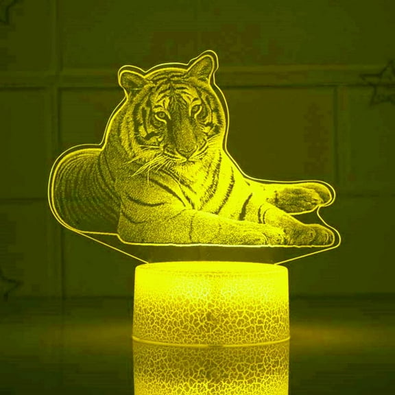 YSITIAN 3D Lion Tiger Night Light Led Touch Switch Decor Table Desk Optical Illusion Lamps 7 Color Changing Lights LED Table Lamp Xmas Home Love Birthday Chil YT04-165