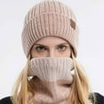 thumbnail image 5 of Conjunto de gorro y bufanda de invierno para mujer, hombre y mujer, gorro de punto suave y cálido, gorro unisex con forro polar, gorro para nieve y esquí., 5 of 5