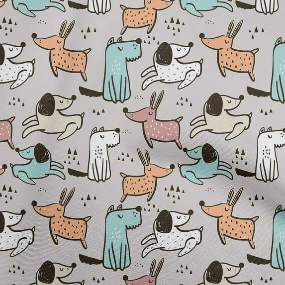 oneOone Georgette Viscose Light Gray Fabric Dog Cartoon Sewing Fabric By The Yard Printed Diy Clothing Sewing Supplies 42 Inch Wide-6B