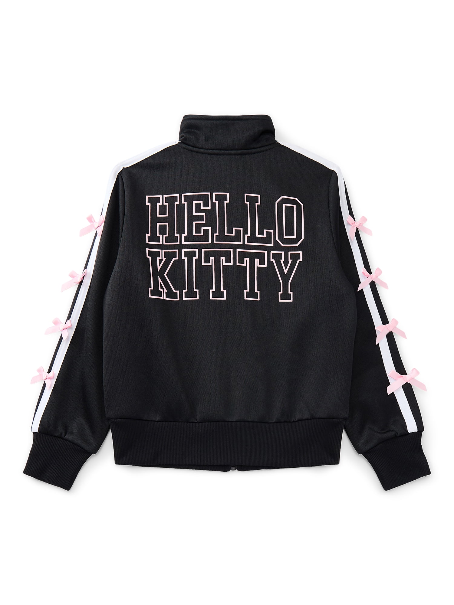 Hello Kitty Girls Graphic Zip Track Jacket with Side Bows, Midweight, Sizes 4-16