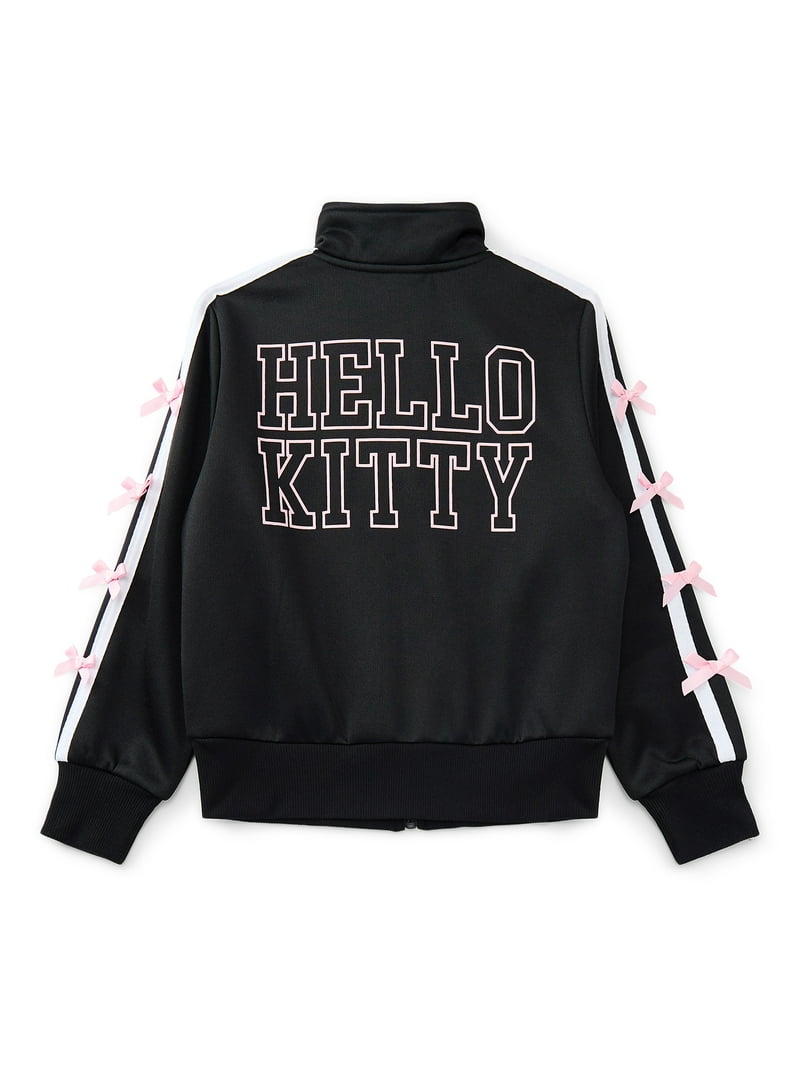 Hello Kitty Girls Graphic Zip Track Jacket with Side Bows