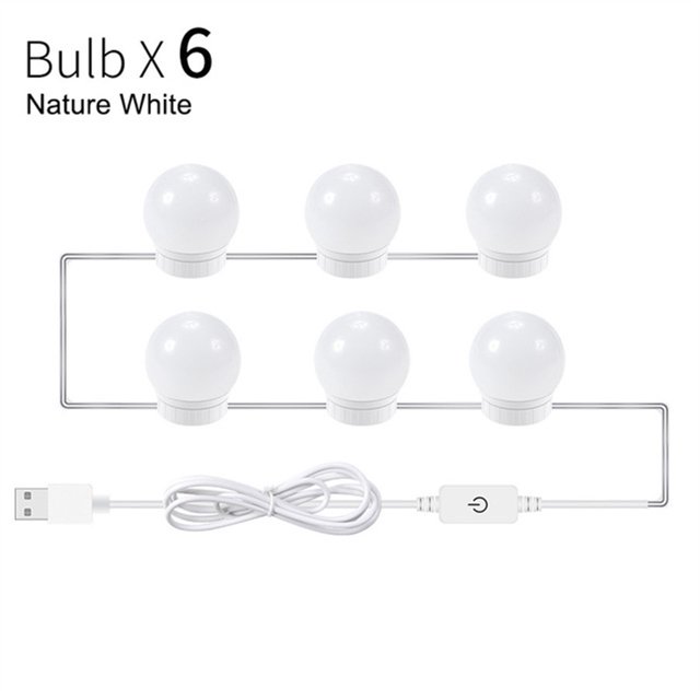 LED Makeup Mirror Light for Dressing Table Stepless Dimmable Wall Lamp USB Buttom 6 10 14Bulbs Lights ,Widely Use