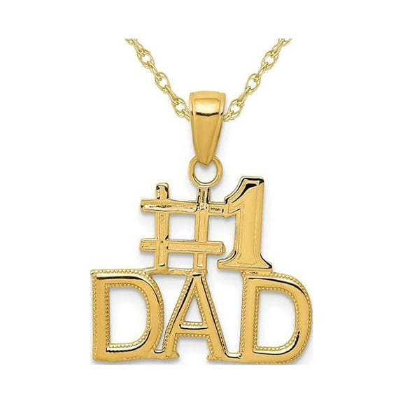 Gem & Harmony 14K Yellow Gold  #1 DAD Charm Pendant Necklace with Chain for Men