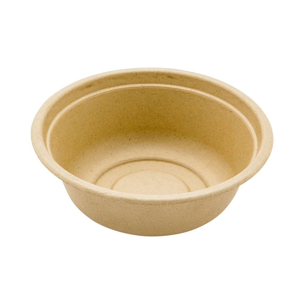 Pulp Safe No PFAS Added 18 oz Round White Sugarcane / Bagasse Salad Bowl -  6 1/4 x 6 1/4 x 1 3/4 - 100 count box