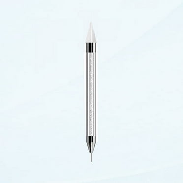 Dual Finish Rhinestone Picker Wax Tip Pen Pick Up Applicator Divine Tips Dotting Pen Beads Gems Crystals Studs Decorated Nail Art Tool (White)
