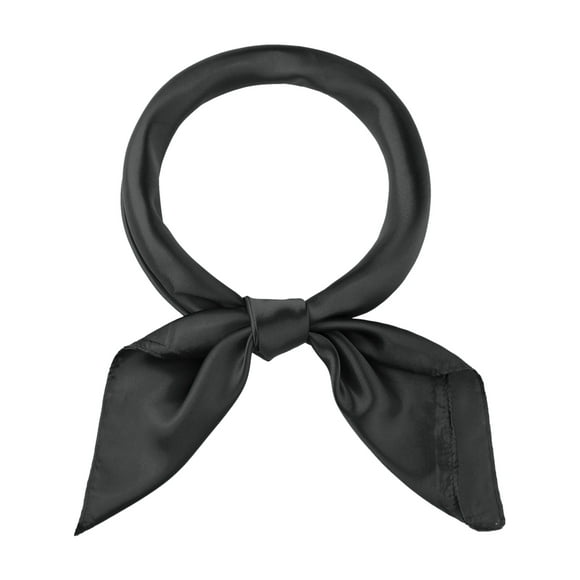 INSPIRE CHIC Women's Satin Neck Scarf Square Silky Solid Neckerchief Head Wrap Bandanas Black 90x90cm/35.4x35.4 inches(LxW)