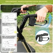 Foldable Rollator Walker for Seniors with Seat, Lightweight 2 In 1 Rolling Walkers Wheelchair Combo for Adult, Transport Chair with Brakes, Adjustable Seat and Handle, 300 Lb. Weight Capacity