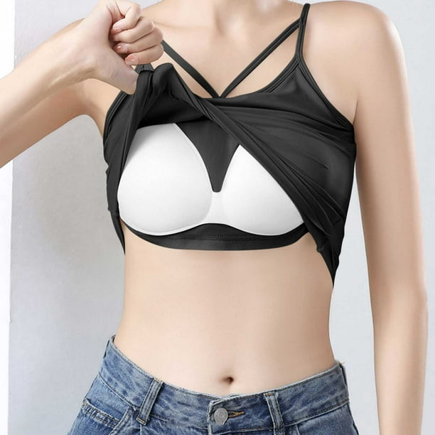 Pijama de manga corta para mujer, de verano, talla grande, con tirantes, almohadillas para el pecho y el centro de la espalda, sin mangas y pijama interior, blusa de poliéster para mujer.
