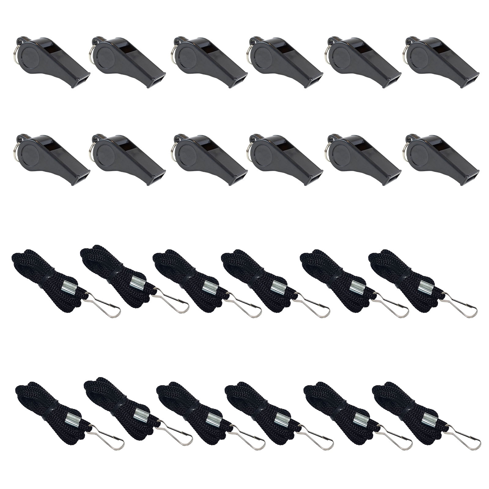 Replio Black Plastic Referee Medium Size Children's Lanyard Whistle Survivalwhistle Gifts Christmas