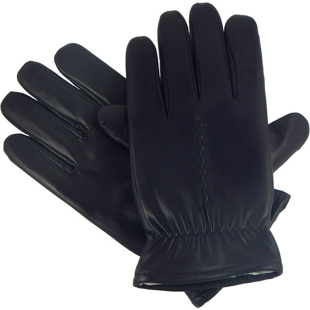 Isotoner Isotoner Men's Leather Single Draw And Vent Gloves Black XL