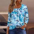 thumbnail image 1 of Fiudx Ofertas Relámpago Blusa de Manga 3/4 a La Moda para Mujer, Camiseta Estampada, Top Informal, 1 of 5