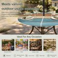 thumbnail image 6 of Round Outdoor Tablecloth with Umbrella Hole and Zipper, Farmhouse Light Blue Brown Tablecloth with Elastic Waterproof, Vintage Wooden Striped Patio Table Covers for 31" - 35" Picnic Pool Tables, 6 of 9
