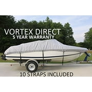 VORTEX HEAVY DUTY VHULL FISH SKI RUNABOUT COVER FOR 17 18 19' BOAT, BEST AVAILABLE COVER GRAY/GREY