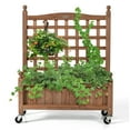 thumbnail image 3 of Patiojoy 2PC 32in Wood Planter Box with Trellis and Wheels Mobile Plant Raised Bed for Indoor&Outdoor, 3 of 8