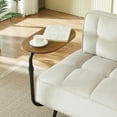 thumbnail image 5 of GZXS 54" Velvet Upholstered Bench with Cushioned Backrest and 360° Rotating Side Table, Modern 2-Seater Sofa Bench for Bedroom, Living Room, Beige, 5 of 10
