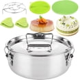 thumbnail image 3 of Molde para Flan, 6 Quart Stainless Steel Flan Pan, Flanera Flan Mold, Flan Mold with Lid, Baño Maria, with Silicone Heat Pad Oven Glove Rack for Baking Cheesecake Cupcake Pudding, 3 of 9