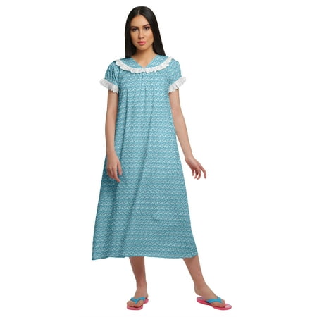 

Moomaya Cotton V-Neck Sleepwear For Ladies Short Sleeve WoMen s Nightdress
