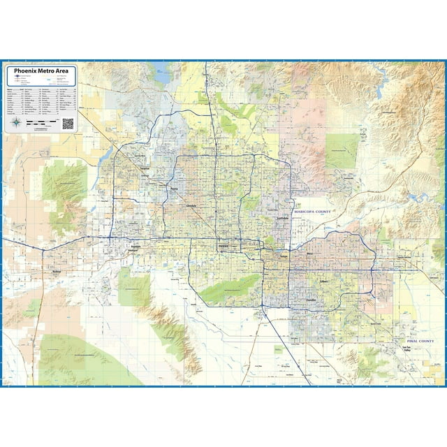 Topographics Phoenix Metro Area Laminated Street Map (72' x 54')