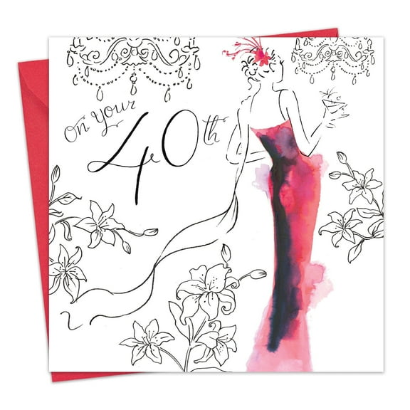 Twizler 40th Birthday Card for Her - Womens Age 40 Happy Birthday Greeting Card for Female Friend Daughter Wife Mom