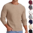 thumbnail image 3 of Men's Textured Knit Sweater Long Sleeve Crew Neck Slim Fit Casual Pullover, 3 of 3