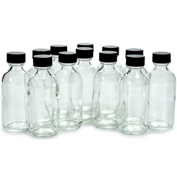 Vivalpex, 12, Clear, 2 oz Glass Bottles with Lids